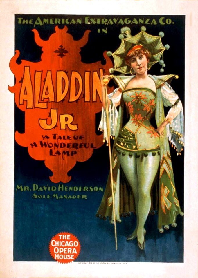 The American Extravaganza Co. in "Aladdin Jr., A Tale of a Wonderful Lamp", c. 1894.