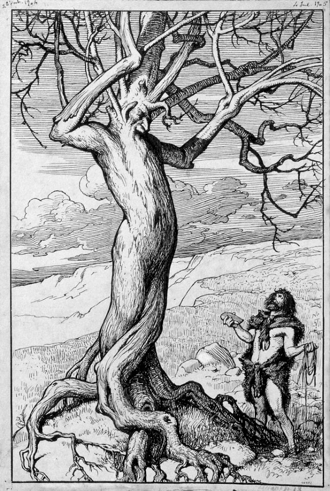 MESTRES i OÑÓS, Apel•les. "La destral", ilustración del poema «Liliana», 1905.