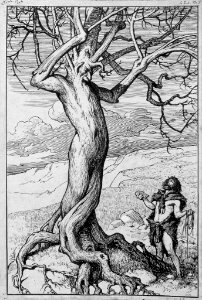 MESTRES i OÑÓS, Apel•les. "La destral", ilustración del poema «Liliana», 1905.