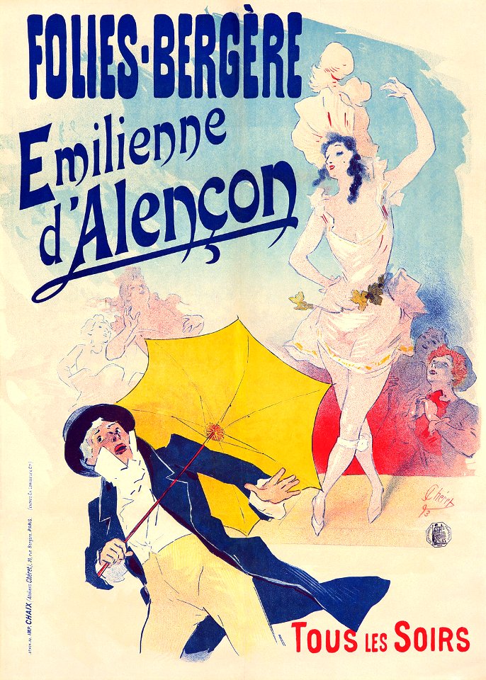 CHÉRET, Jules (1836-1932). 🇫🇷  Folies Bergère, Emilienne d'Alençon, 1893.