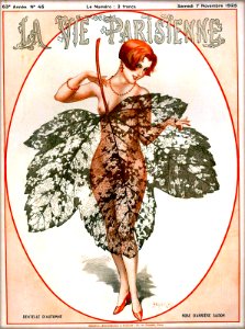 HÉROUARD, Chéri. "Dentelle d'Automne — Robe d'arrière saison", La Vie Parisienne, Nov. 1925.. Free illustration for personal and commercial use.