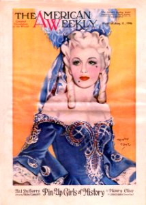 CLIVE, Henry (1881-1960).  🇺🇸  Cover of American Weekly, Hedy Lamar, 1946.
