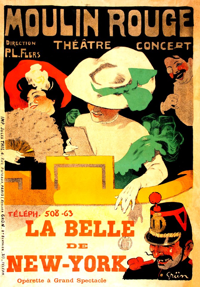 GRÜN, Jules Alexandre.  🇫🇷  Moulin Rouge, La Belle de New-York.