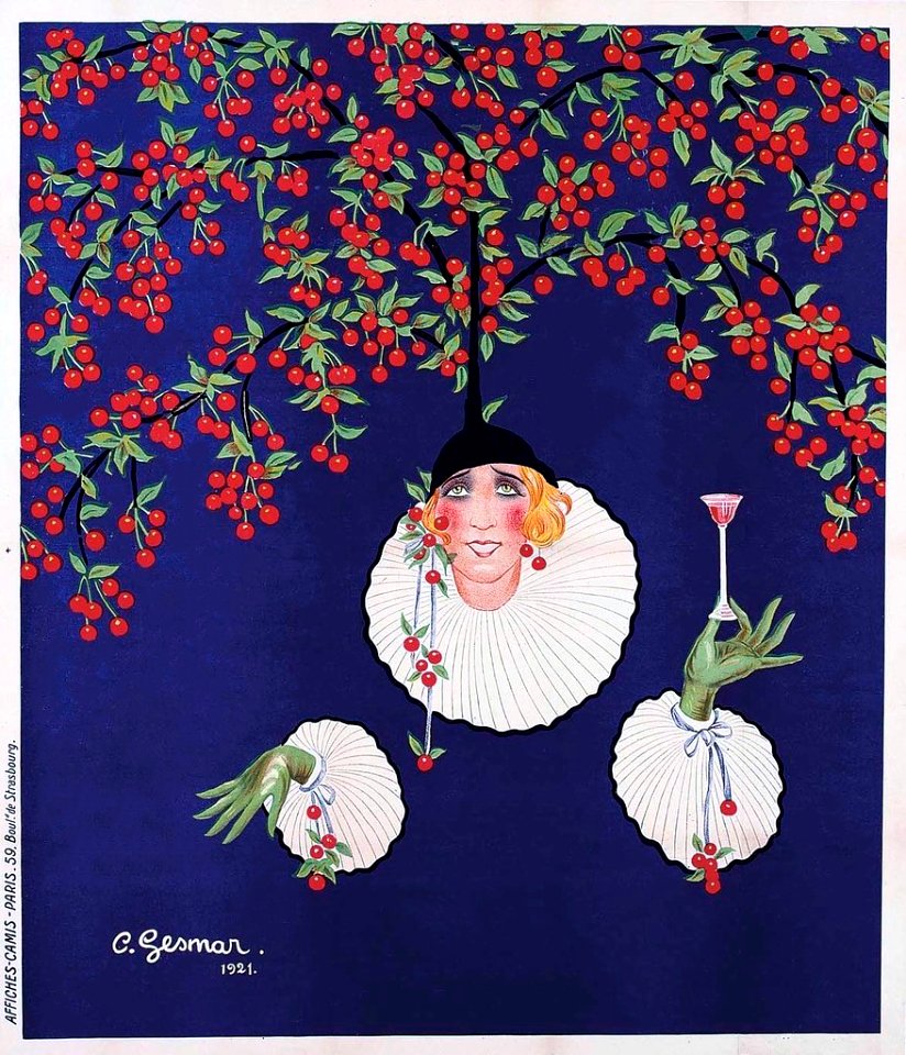 GESMAR, Charles. Cherry liqueur, 1921.. Free illustration for personal and commercial use.