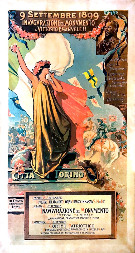 CARPANETTO, Giovanni Battista. 🇮🇹  Inaugurazione dei Monumento a Vittorio Emanuele II, Torino, Sept. 1899.