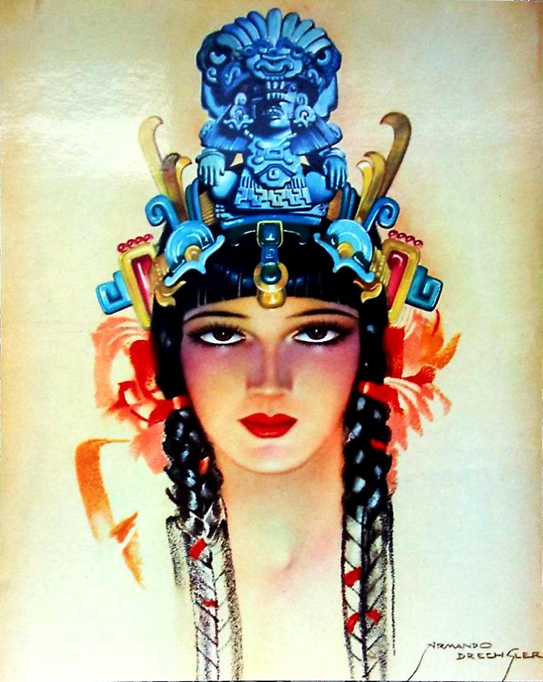 DRECHSLER, Armando. 🇲🇽 Calendar (detail), Xiuhcóatl, c. 1940s.