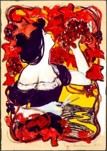 CHRISTIANSEN, Hans (1866-1945).  🇩🇪  [Woman with grapes].