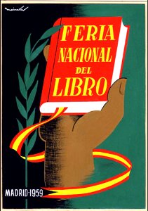 Feria Nacional del Libro, Madrid, 1959.. Free illustration for personal and commercial use.