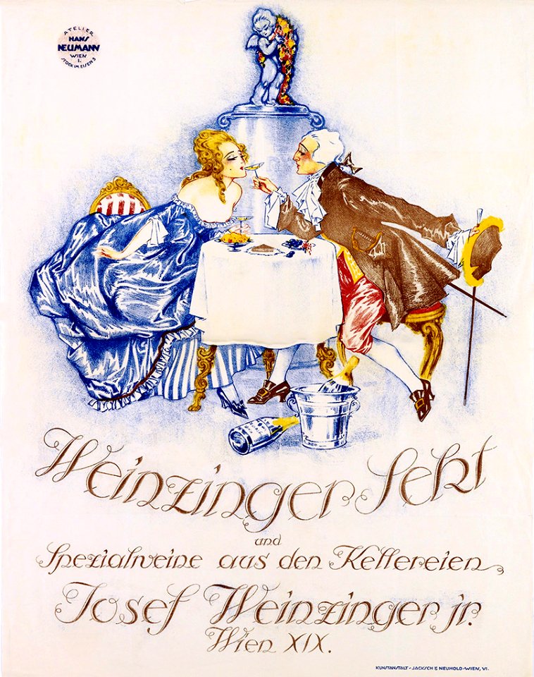 NEUMANN, Hans (1888- 1960).  Weinzinger Sekt und Spezialweine aus den Kellereien Josef Weinzinger, Wien, c. 1921.