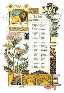 GRASSET, Eugène. Juillet (July), Zodiac Calendar, 1889.. Free illustration for personal and commercial use.