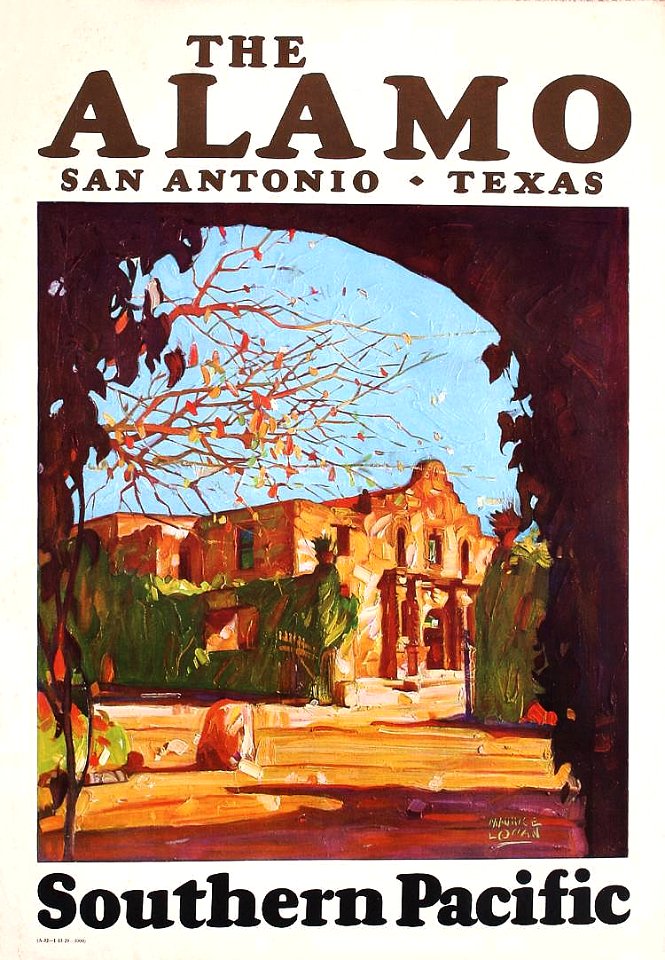 LOGAN, Maurice George. 🇺🇸  The Alamo, San Antonio Texas, Southern Pacific, 1929.