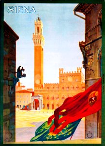 Anon. Travel poster for Siena, c. 1935.. Free illustration for personal and commercial use.