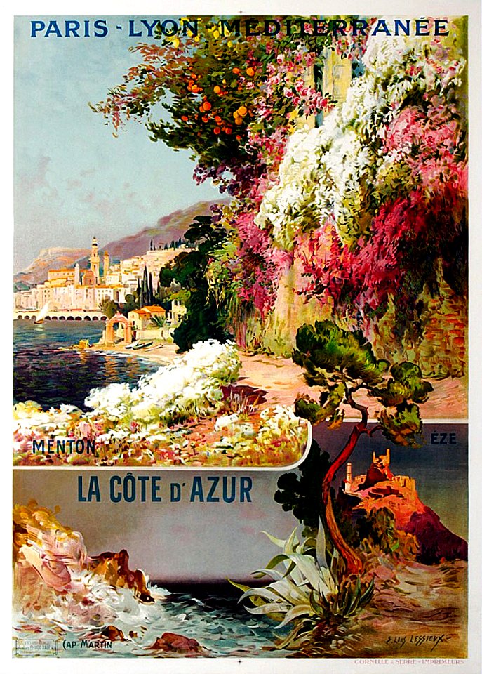 LESSIEUX, Louis Ernest (1874-1938).  🇫🇷  La Côte d'Azur, 1910.