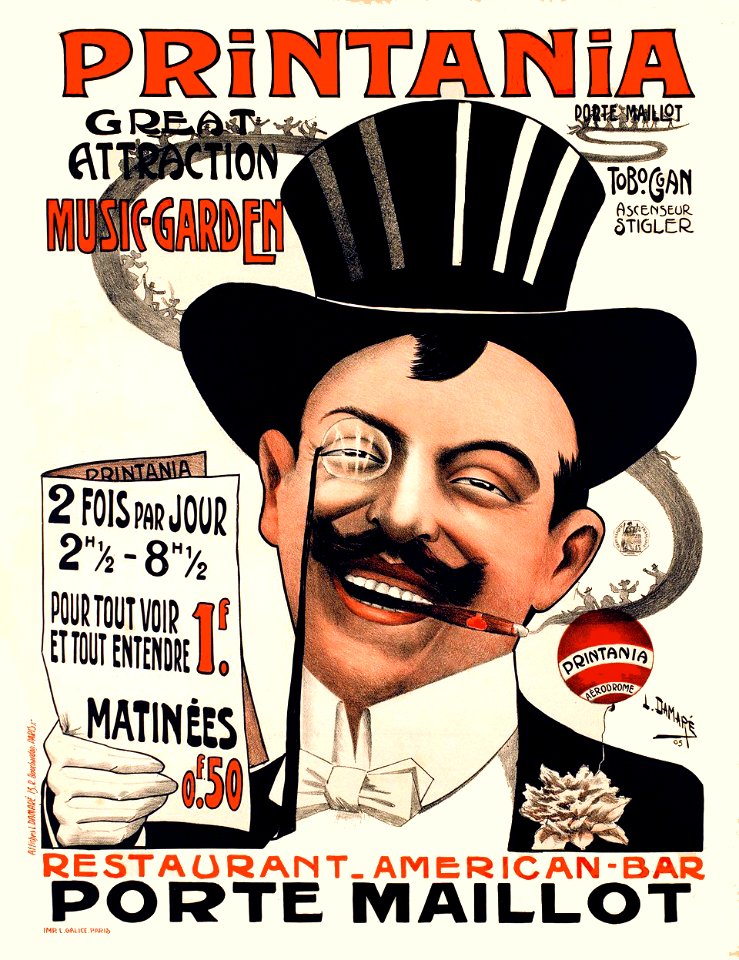 DAMARE, L.  Printania, Great Attraction, Music-Garden, 1905.