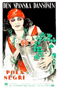 Pola Negri in Den Spanska Dansösen, Swedish film poster, 1923.