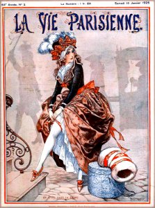 HÉROUARD, Chéri.  "Un appel dans la brume", Cover of La Vie Parisienne, Jan. 1925.