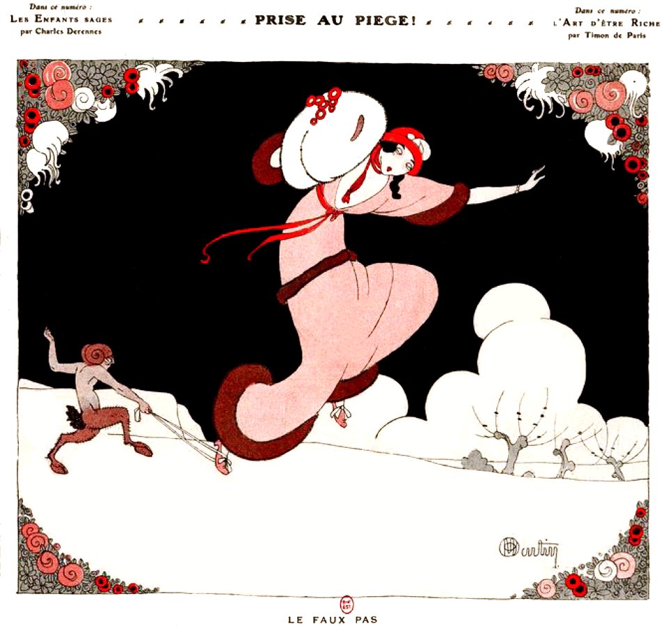 MARTIN, Charles (1884-1934). ‘Le Faux Pas’ (The Misstep), La Vie Parisienne, 1910.