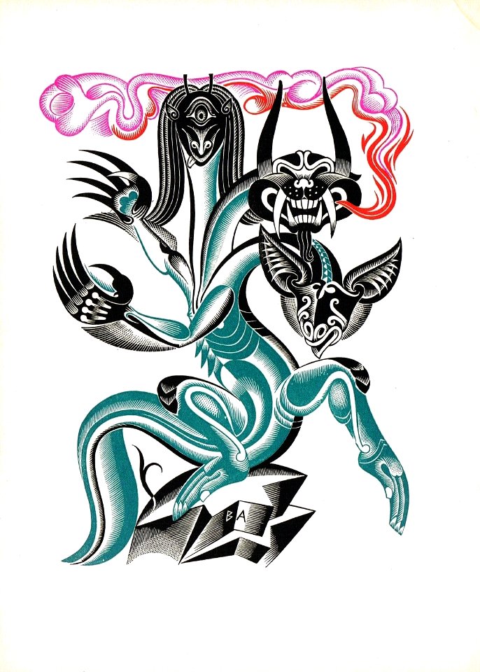 ARTZYBASHEFF, Boris.   [Three-Headed Dragon], c. 1920s.