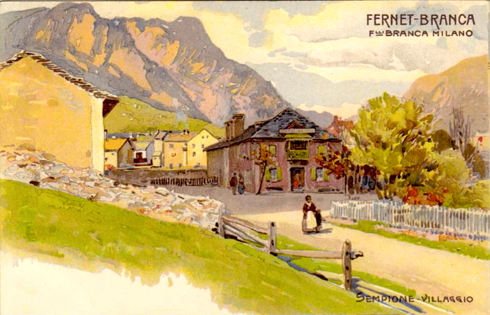 METLICOVITZ, Leopoldo.  Fernet Branca, Villaggio, 1906.