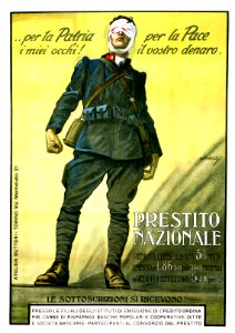 ORTELLI, Alfredo. Per la Patria i miei occhi! Per la Pace il vostro denaro. Prestito Nazionale, 1918.