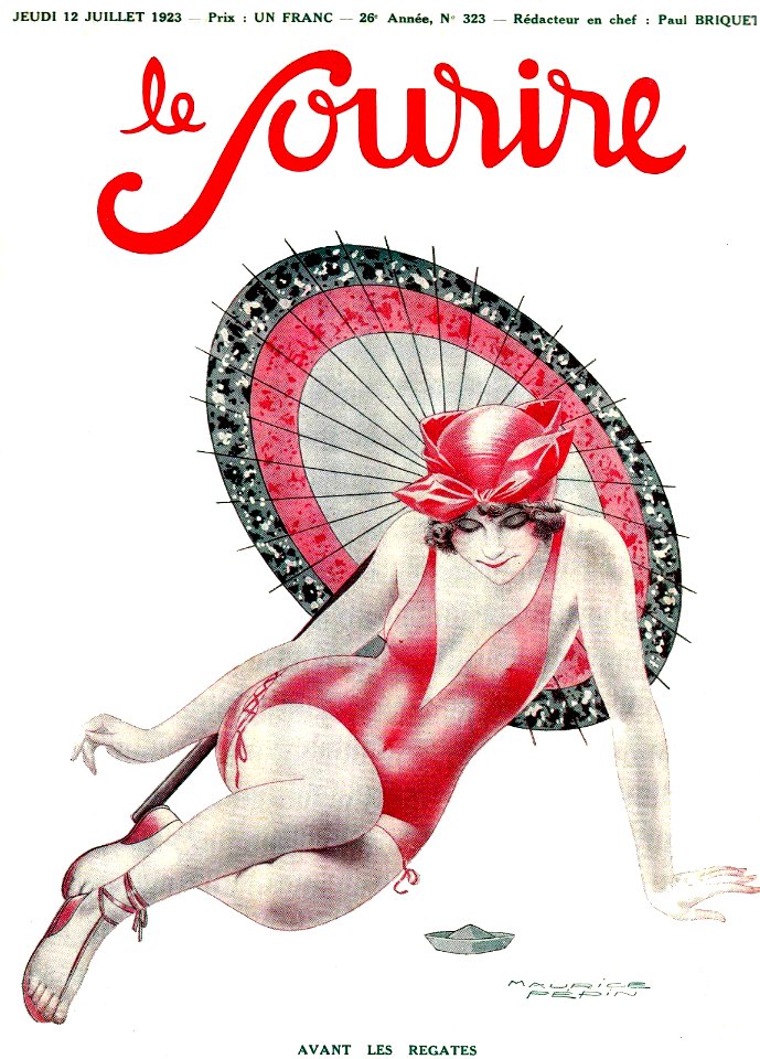 PÉPIN, Maurice. "Avant les Regates", Cover of Le Sourire, July 1923.