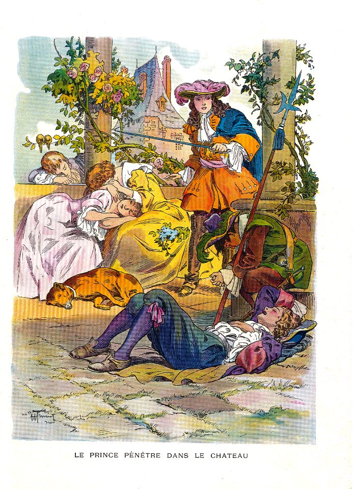 THIRIET, Henri.  Les Contes de Perrault, "Le Prince pénètre dans le château", c. 1930.