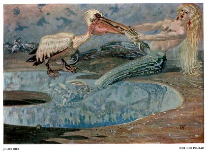 DIEZ, Julius.   ‘Nixe und Pelikan’, “Die Kunst für alle”, 1910.