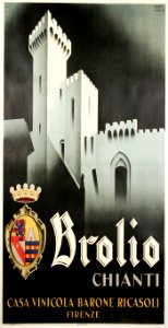 ROMOLI, Filippo. Brolio, Chianti, Casa Vinicola Barone Ricasoli, Firenze, 1938.. Free illustration for personal and commercial use.