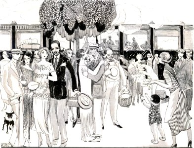 MEZQUITA ALMER, Juan.  Despedida en el tren, c. 1910s.