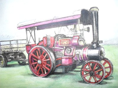 Fowler Steam Traction Engine. Free illustration for personal and commercial use.