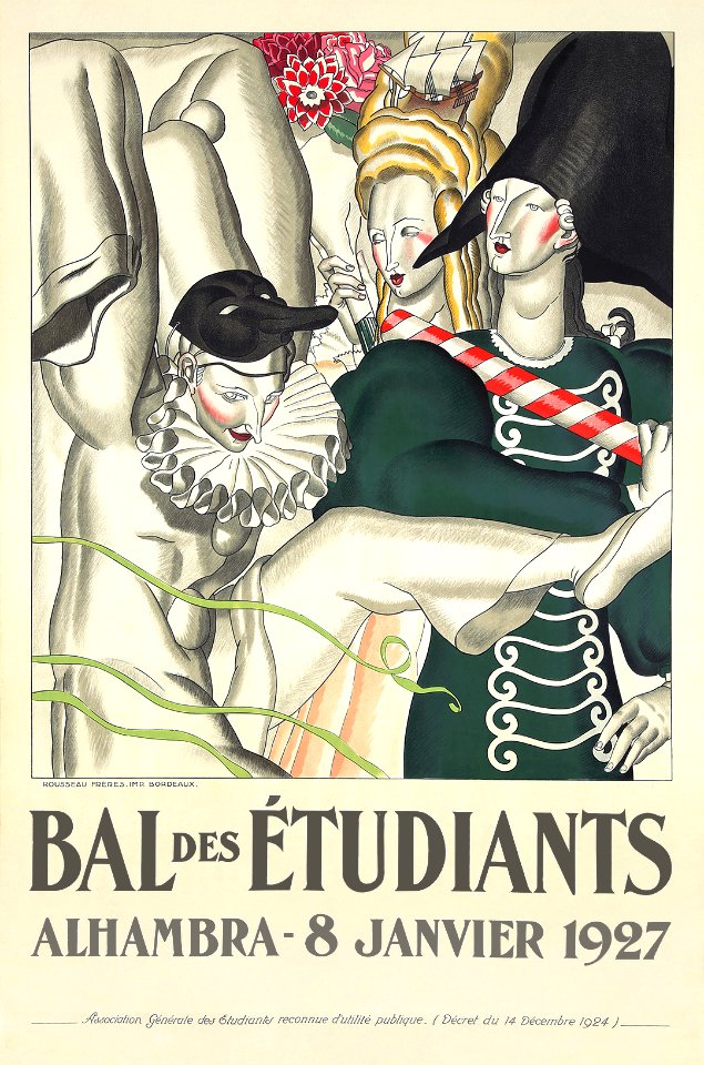 DUPAS, Jean (1882-1964). 🇫🇷   Bal des Étudiants, Alhambra, Jan. 1927.