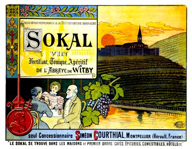 Sokal Vin, Fortifiant, Tonique, Apéritif de l'Abbaye de Witby.. Free illustration for personal and commercial use.