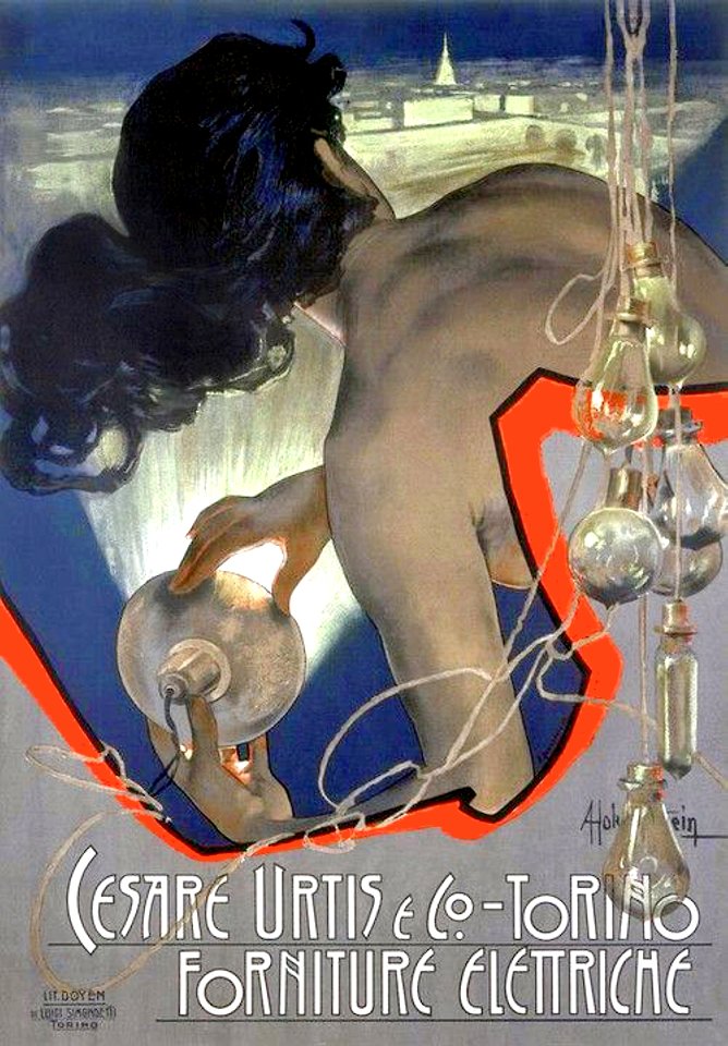 HOHENSTEIN, Adolfo.  Cesare Urites & Co. - Torino, Forniture Elettriche, c. 1890s.