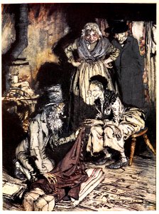 RACKHAM Arthur (1867-1939).  🇬🇧  Selling Scrooge's Things, Illustrations for Dickens' A Christmas Carol, 1915.