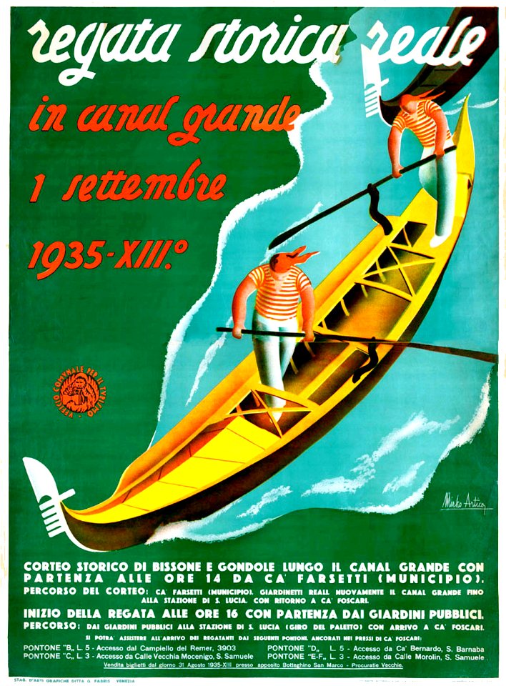 ARTICO, Mirko.  Regata Storica Reale in Canal Grande, Sept. 1935.