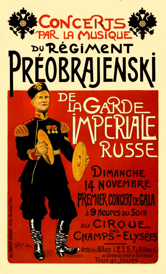 CARAN d'ACHE.  Concerts par la Musique du Régiment Préobrajenski de la Garde Impériale Russe, c. 1900.