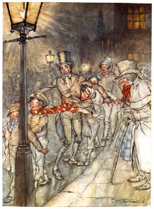 RACKHAM Arthur (1867-1939). 🇬🇧 The Cratchits, Illustrations for Dickens' A Christmas Carol, 1915.. Free illustration for personal and commercial use.