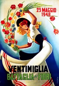 ROMOLI, Filippo (1901-1969).  Ventimiglia, Battaglia di Fiori, 1948.