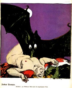 FINETTI, Gino de (1877-1955). 🇮🇹 ‘Fiskus Vampyr’, “Lustige Blätter”, Vol. 23, Nº 45, 1908.. Free illustration for personal and commercial use.