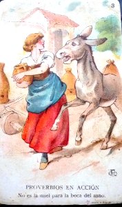 MESTRES i OÑÓS, Apel•les. Proverbios en acción, "No es la miel para la boca del asno".