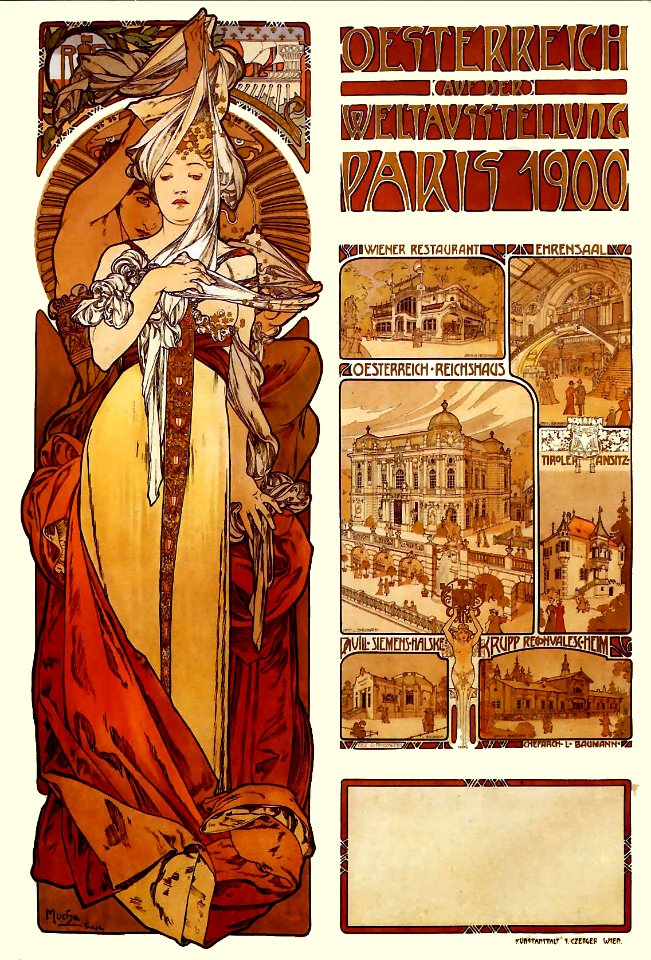 MUCHA, Alfons (1860-1939).  🇨🇿  Oesterreich auf der Weltausstellung, Paris 1900, 1899.