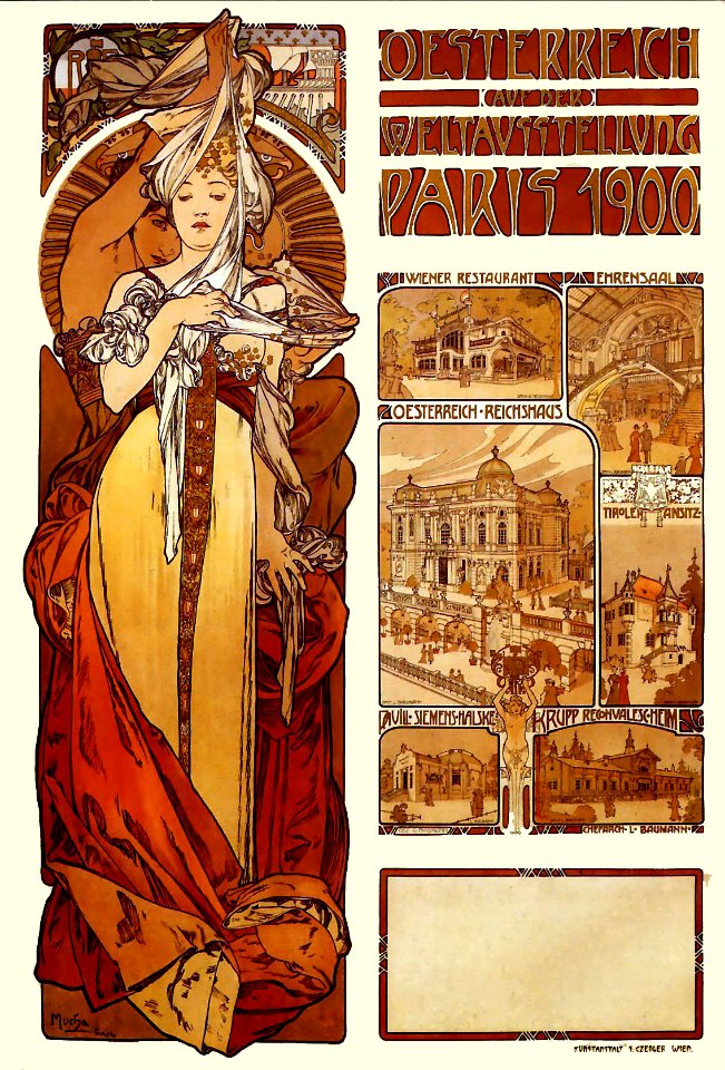 MUCHA, Alfons (1860-1939). 🇨🇿 Oesterreich auf der Weltausstellung, Paris 1900, 1899.. Free illustration for personal and commercial use.