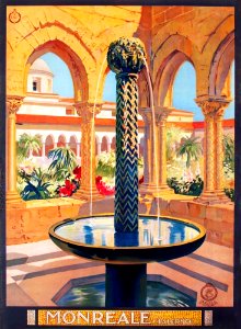 Monreale (Palermo), travel poster.. Free illustration for personal and commercial use.
