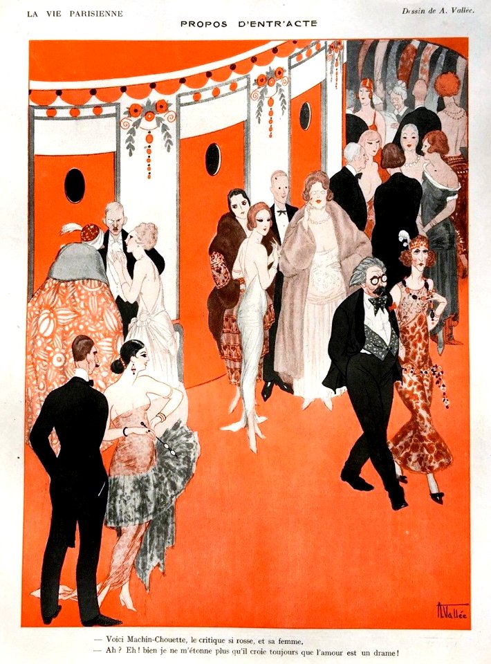 VALLÉE, Armand (1884 -1960)-.  Propos d'Entre'Acte, La Vie Parisienne, Jan. 13, 1923.