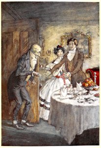 RACKHAM Arthur (1867-1939). 🇬🇧 Scrooge Transformed, Illustrations for Dickens' A Christmas Carol, 1915.. Free illustration for personal and commercial use.