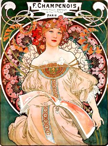MUCHA, Alfons (1860-1939). 🇨🇿 Champenois Imprimeur-Editeur, 1898.. Free illustration for personal and commercial use.
