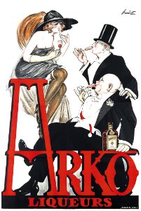 BIRÓ, Mihaly. Arko Liqueurs, 1921.. Free illustration for personal and commercial use.
