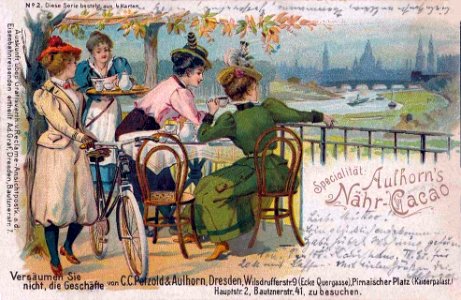 Specialität Aulhorn's Nähr-Cacao, postcard, c. 1910s.