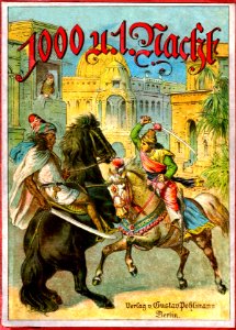 1001 Nights, Cover of German edition, c. 1890s. Free illustration for personal and commercial use.