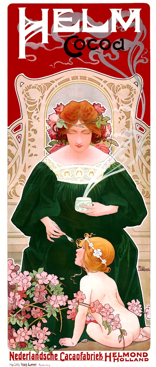 PRIVAT LIVEMONT, Henri.  Helm Cocoa, Nederlandsche Cacaofabriek, Helmond, Holland, 1899.